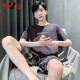 雅鹿睡衣男夏季短袖短裤棉质青少年初中学生套装男款家居服胖子4XL HDE9928 L
