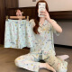 Pajama de primavera y verano de Hanrui para mujeres seda de seda de leche de dibujos animados de tres piezas ropa casera 14118 170 m