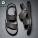 Holzspecker Herrenschuhen Sommer 2025 Neue Sandalen Herrenleder lässig Outdoor Outdoor Outdoor Outdoor Sohle Wear-Resistant Langable und Anti Slip 9715 Black Upgrade 42