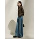 
Jiuzi Annako retro tannin Fengshui washing old heavy cotton denim scimitar pants for women 2025 spring new style blue-KWFC12109 S