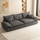 Sui Zhi modern simple fabric sofa living room small apartment home light luxury three-seat sailboat sofa straight row fabric sofa dark gray - skin-friendly velvet + high resilience silk cotton cushion three-seat 2.1m 80cm wide