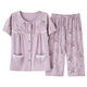 Langsha (Langsha) Pyjamas für Frauen 2025 neuer Stil mittleren Alters mittleren Alters kurzärmeligte Hose Sommer Baumwoll-Cardigan Plus Size Home Clothing Set LM-6626 [Cardigan Style] 2xl [Empfohlen 140-160jin [Jin gleich 0,5 kg]]