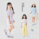 moonkids女童短袖T恤2025夏装凉感索罗娜宽松上衣儿童女孩韩版半袖夏季薄 19018白色短袖+15280嫩黄色长裤 170 cm