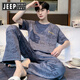 JEEP SPIRIT吉普睡衣男夏季纯棉短袖长裤2025新款春秋男士青少年家居服套装 Y9207 91141 L 【建议100-130斤穿
