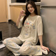 Mengluan Pyjamas für Frauen 2025 Neue Sommer kurzärmelige Shorts süße Cartoon Welpe dreiteils Set für lässige Heimkleidung 684-3 Bow Dog XL