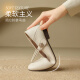 Zhr Mary Jane Zapatos para mujeres zapatos planos elegantes y cómodos para el temperamento de las mujeres Amplios Light Mouth Shoes AH655 Beige 37