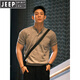 JEEP SPIRIT gray henley collar short-sleeved polo shirt men's summer cuffs fitness sports t-shirt American muscular half-sleeve gray XL (suitable) 130-145Jin Jin equals 0.5 kg