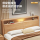 
Pinzu mortise and tenon solid wood bed multi-function simple master bedroom hard double bed thick board with night light KB902 1.8 frame bed