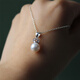 Shengbei Huakai childhood natural freshwater pearl clavicle chain crown pendant S925 silver necklace round strong light AK simple female pearl 8-8.5mm, necklace length 45cm