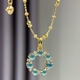 Junpo Rakkaania blue water donut necklace 18k gold inlaid pendant for women