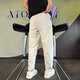 Kurashi Ichiki Summer Thin Quick-Drying Leisure Pants for Men 2025 New Fashion Brand Stylish Loose Simple Versatile Nine-Matching Pants Grey L