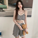 Hualin Fashion Summer Girls Striped Sling Pyjamas Home Kleidung dünne lose japanische Stil 12034 Red XL