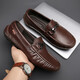 Le prince Yierkang porte 2025 Chaussures de bonnet en cuir authentique pour hommes pour le printemps nouvelles chaussures paresseuses décontractées avec un pied pour conduire les chaussures de voiture en cuir britannique wenzhou chaussures en cuir noir 9905 trous 42
