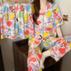
S.SOFEA Japanese INS Fengfeitian Little Policewoman Cartoon Graffiti Short Sleeve Pajamas Three-piece Set KK14128# 180 XL [Suggested 115-135Jin [Jin equals 0.5 kg]]