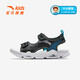 ANTA Children's Sandals Men's Big Children's Shoes 2025 Summer New Velcro Outdoor Open-Toe Soft Elastic Beach Shoes Black/Lake Blue-3 40