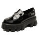 Ehangy genuine leather thick-soled loafers women's 2025 summer new triangle versatile sponge cake shoes black versatile small leather shoes basic Y1585 beige 7cm [Patent black 34