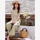 
Vanciman temperament casual flying sleeve top wide-leg pants suit for women 2025 summer new style free matching set M9901 khaki S