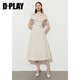 
DPLAY 2025 summer new red dress with women's temperament slim long toast dress dress popular summer clothes cream apricot M