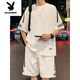 Playboy (Playboy) Casual Sports-Anzug Herren Sommer Neues loser Ice Silk-Kurzärmel-T-Shirt für Männer mit hübschen Shorts fks653 Weißer Anzug M.