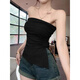 Chuangjingyi Selects Sexy Tube Top with Designed Waist Slit and Chest Wrapped Top Gray XL