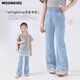 Moonkids Girls 'Tiansi Soft Denim Bell-Bottom Pants 2025 Летние новые детские брюки для микрофласных штанов Лето тонкая маленькая девочка Модная двухпарея [13117 Blue +13115 Blue] 120 см
