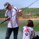 2025 new fishing sun protection clothing men's suit ice silk breathable sun protection quick-drying anti-mosquito sports fishing clothing customization 002 red top + gray pants L recommended 115 to 135 Jin Jin equals 0.5 kg