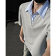 Poum T-shirt à manches courtes pour hommes NOUVEAU COF MIME COOL-ZIPPE FAUX COLS POLO STRIFIÉS DE TWO-PIE