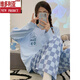 
Victoria's style pajamas for women in summer long-sleeved trousers loose suit summer new women's cute spring, autumn and winter suit 15567 women's # M [75-100Jin[Jin equals 0.5 kg]]
