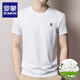 Romon High-End Round Neck Kurzärärmelte T-Shirt für Männer 2025 Neuer Sommer Dünner Männer mittlerer Alters mit halbärmeligem trendigen T-Shirt für Männer 13576-Black M 165 [Vorgeschlagenes Gewicht 100-120 Jin [Jin gleich 0,5 kg]]]