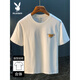 Playboy (Playboy) Camiseta blanca Summer de verano Nuevo tendencia de alta gama Camiseta impresa Luz americana de lujo Xinjiang Algodón cómodo Camiseta de manga corta Camiseta de albaricoque [JSW9906 Color de albaricoque elegante] XL Adecuado para 124-140Jin [Jin iguala 0.5 kg]
