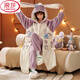 
LangSha’s new nightgown for women in autumn and winter coral velvet plus velvet thickened cute loose winter hooded home clothes pajamas for women 9194 cartoon bear [sleeping gown + pants] XL
