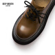 DEEP BREATH Deep Breath Women's Shoes Cowhide Low Top Strap Thick Sole Derby Shoes Gentleman Shoes Women's Shoes AX13117 Yellow Brown 34