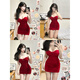 忆静萱（YIJINGXUAN）夜店2025春季新年战袍红色抹胸连衣裙女辣妹紧身收腰内搭打底包臀 红色/RED【显身材巨好看】 M 建议【90-105斤】