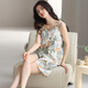 COLORFUL GEMS吊带睡衣女夏季款带胸垫棉纱布家居服2025短袖棉套装 JYR-吊带套N5010 175 L