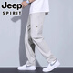 JEEPSPIRIT冰丝休闲裤男士2025夏季薄款阔腿男裤宽松直筒新款运动长裤子男款 6636黑色 M