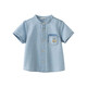 DAVE&BELLA medium and large children's denim shirt summer new style boys short-sleeved thin shirt casual children's top little boy clothes denim blue ready stock 120 cm (recommended height 110-120cm)