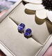 Hunter S925 silver inlaid natural tanzanite earrings with main stone 5*7mm fashionable and personalized small fresh female model super beautiful XHF