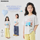 Moonkids Girls Kurzärärmelte T-Shirt Kinder 2025 Sommer neuer reines Baumwolldackel Hunde Top Baby Girl Clodh Summer Casual T [19033 Kurzärärmel +15270 Blaue Plaidhose] 110 cm
