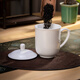 Tao Xianghui ceramic tea cup with lid office meeting water cup 10-piece set pure white business cup meeting cup 360ml