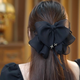 Princess Xiang's bow tie streamer ponytail clip for women's back half-tied hair clip style shark clip Hepburn hair clip headdress black mesh bow clip