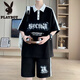Playboy (Playboy) adolescent T-shirt à manches courtes Été 12-15 ans Élèves de lycée Polo Polo 13 Big Big Children's Suit NZJ-6629 Black (manches courtes + short) xl 115 à 130 Jin [Jin est égal à 0,5 kg]