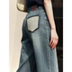 Jiuzi (JUZUI) shopping mall same retro Japanese micro wide-leg jeans women's summer style JWEX12108 Huahu Blue M