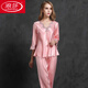 Langsha Pyjamas für Frauen im Frühjahr und Herbst, langärmelte Ice Seide sexy neue Frauen zweiteilige Studentin Korean Cute Home Clothing Langarmed 9856 Hellrosa Anzug M [70-100jin [Jin gleich 0,5 kg]]]