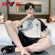 Yalu Youth Pyjamas Herren Sommer Pure Cotton Shorts und Plus Size-Anzug New Style Student High-Wert-Kleidung Home Kleidung HD9928 L [95-125jin [Jin ist 0,5 kg]]
