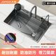 Jomoo kitchen sink with knife holder large single slot nano stainless steel thickened above and below the counter wash basin household dishwashing sink set package E-top version (Raindance pull-out faucet) 680*460
