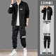 2025 new workwear casual suit men Korean style trend three-piece set spring and autumn men's clothing one set with handsome clothes [2 pieces] 682 shirt black + A006 workwear pants L