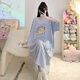 
Pure cotton large size 260Jin [Jin equals 0.5 kg] Summer short-sleeved nightgown for women pregnant women fat MM200Jin [Jin equals 0.5 kg] Loose and larger and fattening home clothes 1369 blue [pure cotton] 4XL 180-210Jin [Jin equals 0.5 kg]