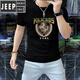 JEEP SPIRIT2025 short-sleeved T-shirt for men's mercerized cotton half-sleeved European and American hot diamond European station round neck slim ice silk sequin A838 black 2XL