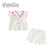 凡猎女童套装夏装2025新款儿童洋气时髦小童衣服宝宝休闲两件套夏季潮 粉色 90 cm