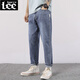 Lee DPRRE Summer Fatty Big Size Jeans Jeans Thin Elastic and Fat Plass Loak Fashion Brand Маленькие ноги гаремы Мужчины 9903 светло-голубой девять очков, высокий человек, не подходящий 32
